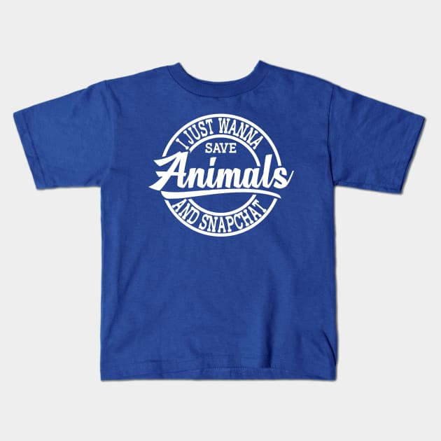 Snap chat and Save Animals Kids T-Shirt by Positivevibe